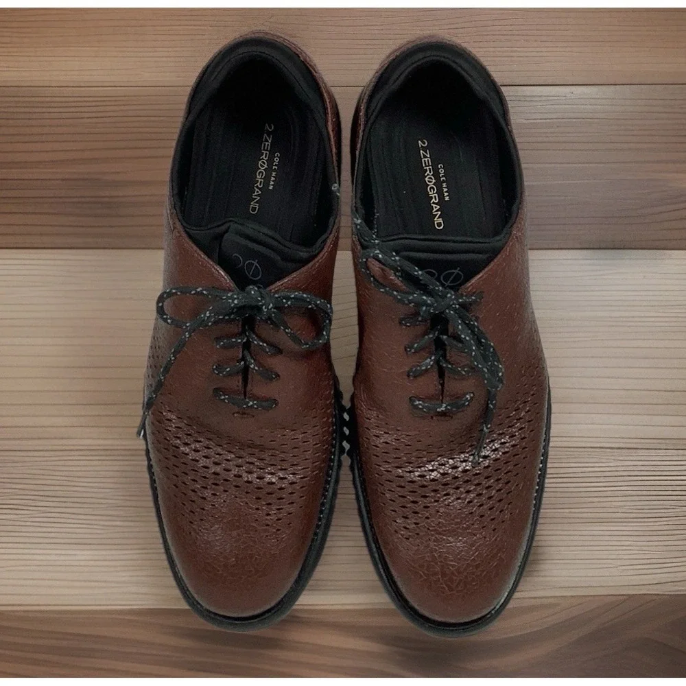 Cole‎ Haan 2.ZEROGRAND C28259 Brown Perforated Oxford Dress Shoes Mens 10.5 M